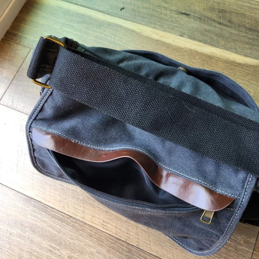 Cargoit Messenger Bag Charcoal Grey Washed Canvas Crossbody Laptop Satchel